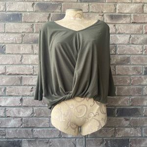 Charlotte Russe Olive Green Surplice Top
